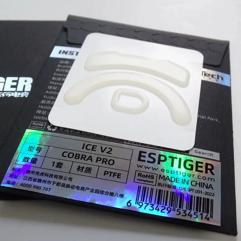 1 Pack Original Esptiger ICE V2 Mouse Skates For RAZER COBRA Pro Mouse White Arc Esports PTFE Speed Smooth Mice Feet Glides