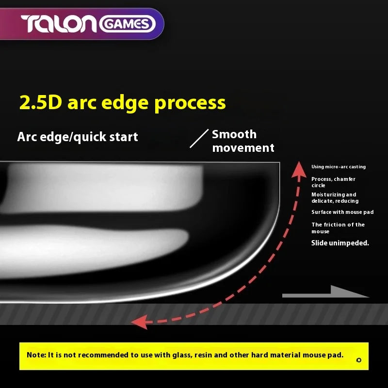 1 Pack Talon Games Arc / Tempered Glass Mouse Skates For Pulsar X2/X2 Mini Super Smooth PTFE Mouse Glides Feet Thickness 0.7mm