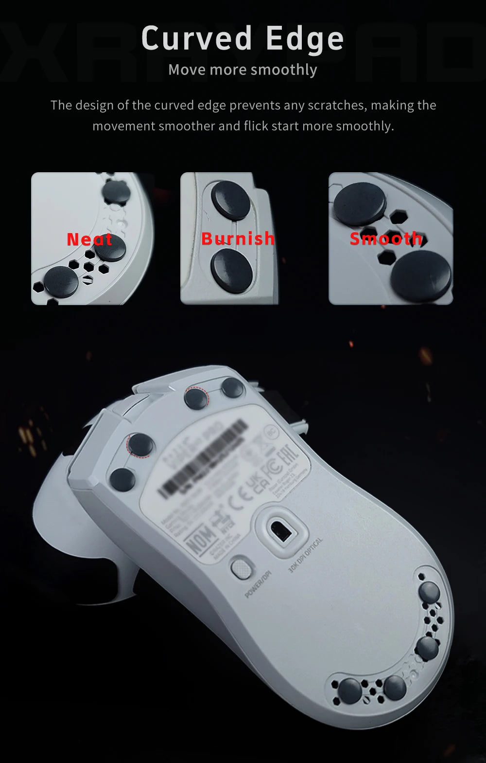 X-Raypad Obsidian PRO Air U-PE Universal D6.5mm Dot Mouse Skates – Durable. Quiet. Control