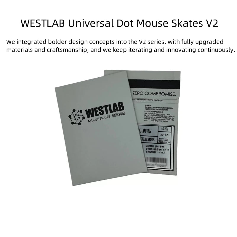 30pcs/pack Westlab Universal Dots Mouse Skates V2 Series Noise-Reduction Control Speed DIY PTFE Mice Glides Feet 5mm 6mm 6.5mm