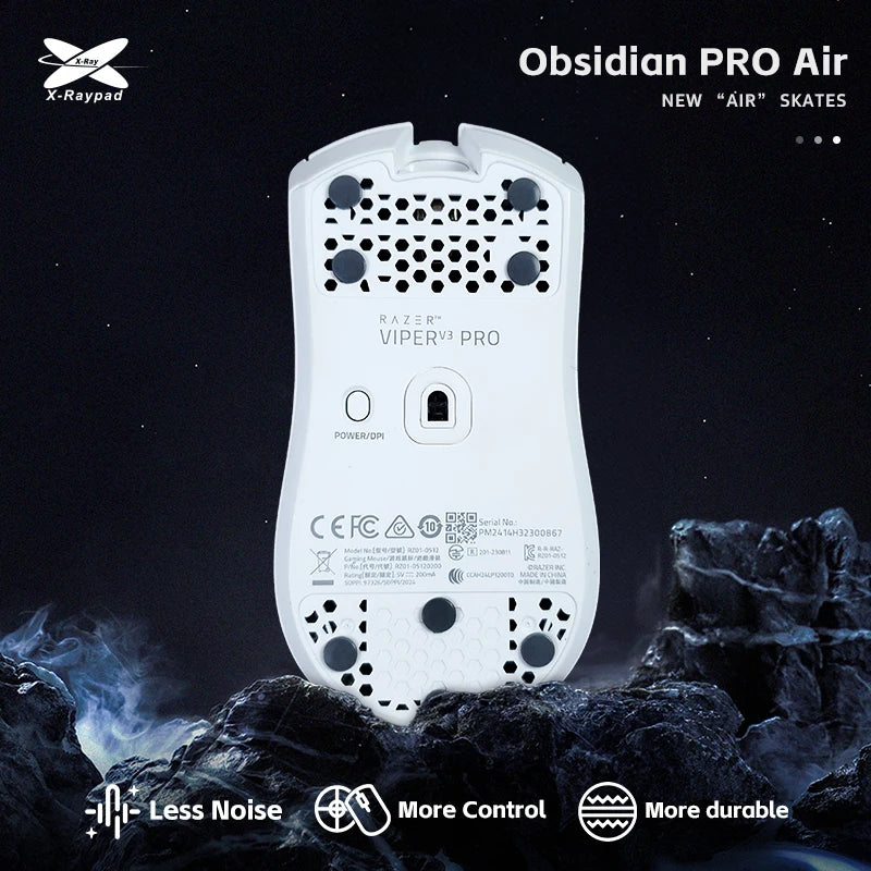 X-Raypad Obsidian PRO Air U-PE Universal D6.5mm Dot Mouse Skates – Durable. Quiet. Control