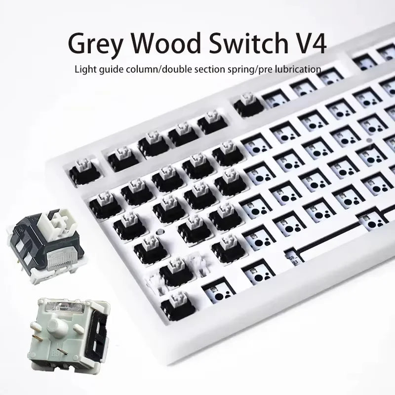 LEOBOG GrayWood V4 Switch Linear POM HIFI Switches For Custom Mechanical Keyboard KIT 5Pin With Light Guide Column DIY GMK67