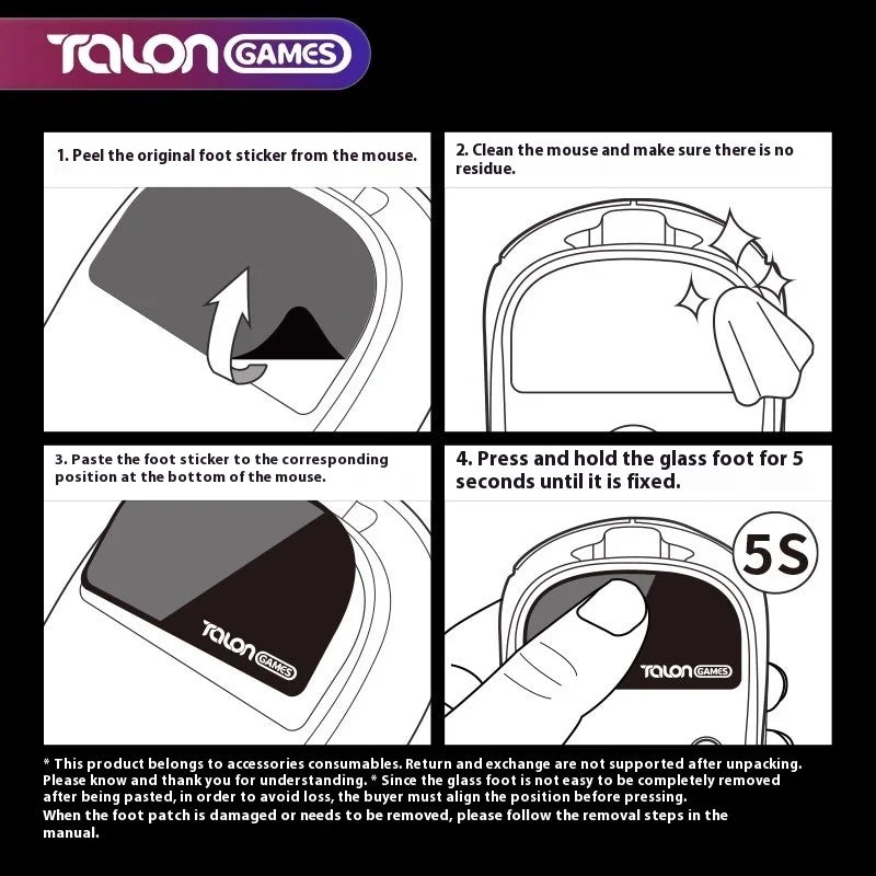 1 Pack Talon Games Arc / Tempered Glass Mouse Skates For Pulsar X2/X2 Mini Super Smooth PTFE Mouse Glides Feet Thickness 0.7mm
